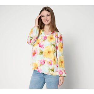 Studio Park Women's Top Plus Sz 2X x Terri Conn Clip Multi-colored